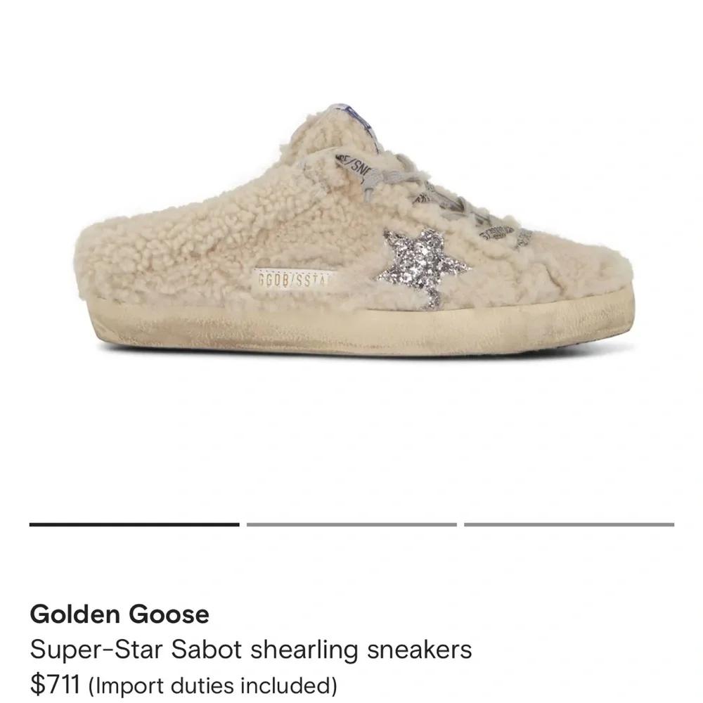 Golden Goose Beige Sherpa Sneakers with Silver Glitter Star - Picture 6 of 6